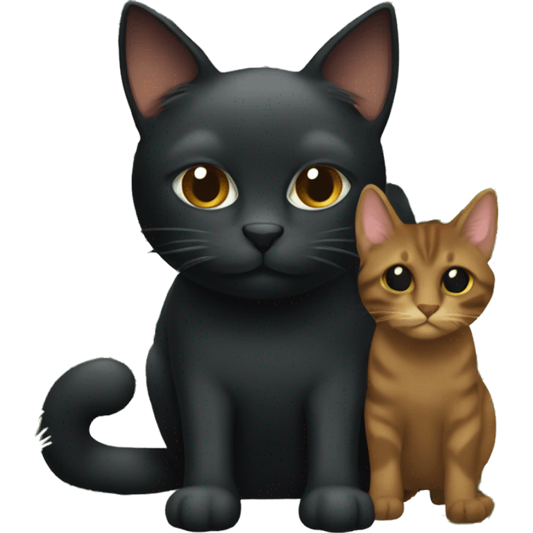 Black cat and brown/brown cat in the middle of a Christmas tree emoji