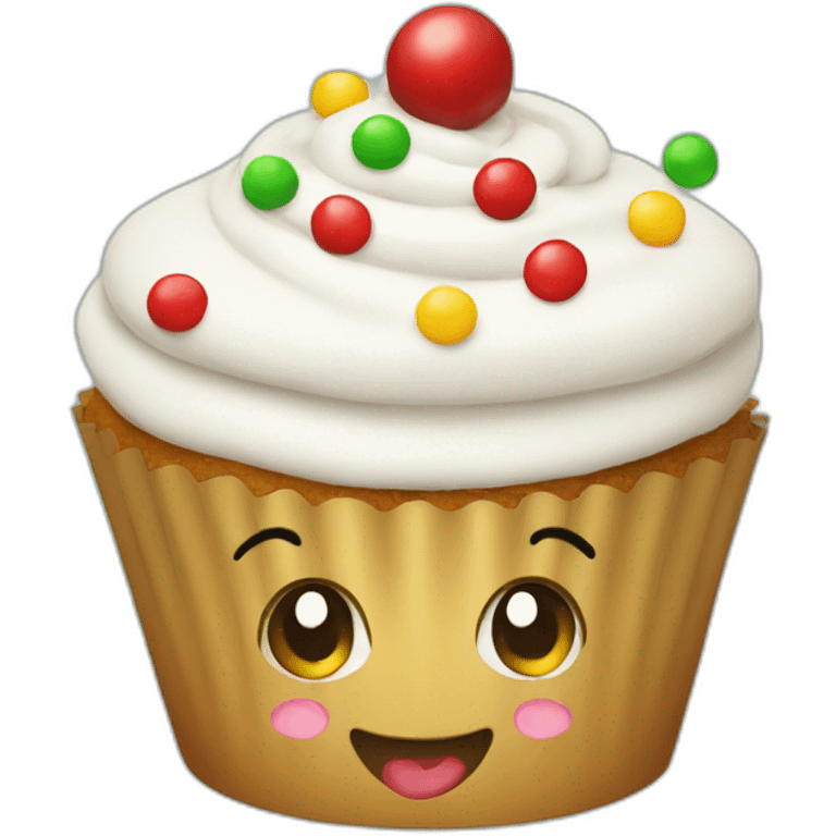 Happy Christmas cupcake emoji