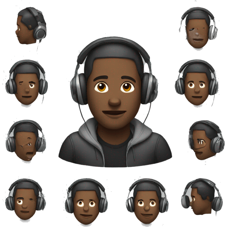 Black man wearing headphones emoji