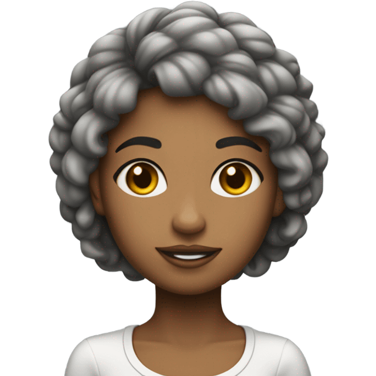 Menina parda com o cabelo curto e com  franja cabelo preto  emoji