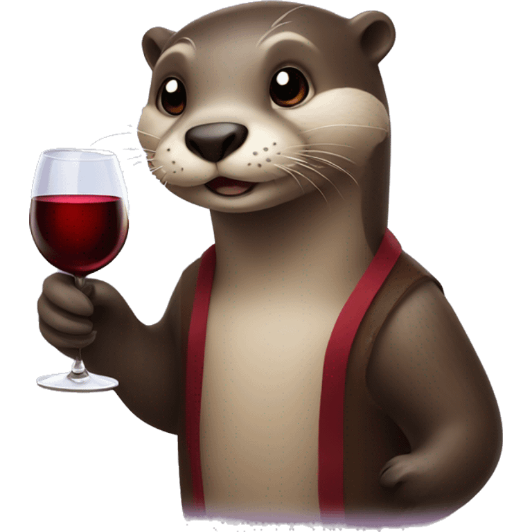 Otter holding a glass of red wine emoji