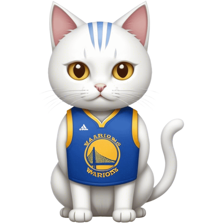 White cat in warriors jersey emoji