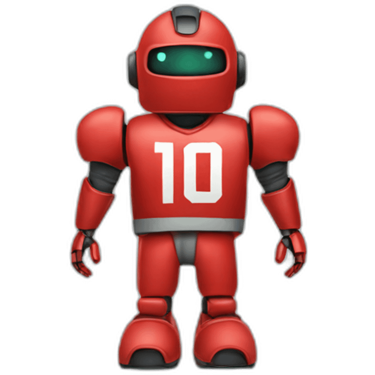 red robot wearing jersey number 10 emoji