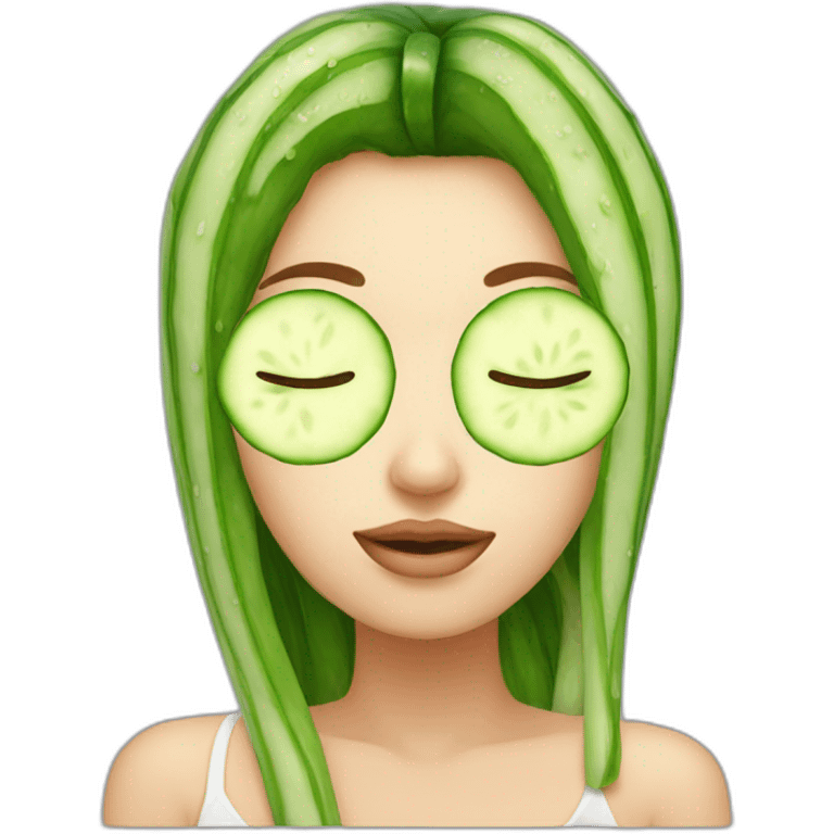 Girl cucumber on her close eyes emoji