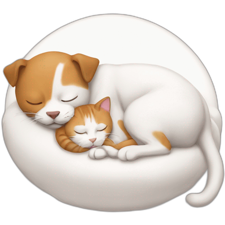 Cat sleeping on dog emoji