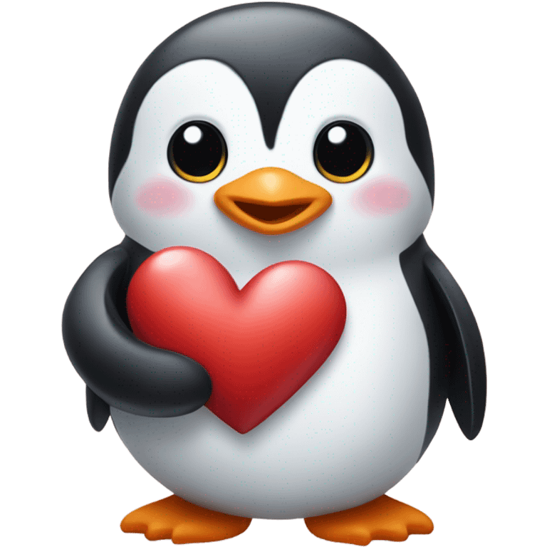 Cute penguin with heart emoji