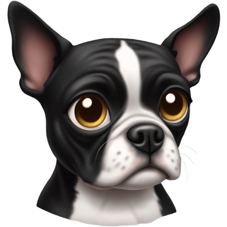 Dog watching tv emoji but with Boston terrier emoji