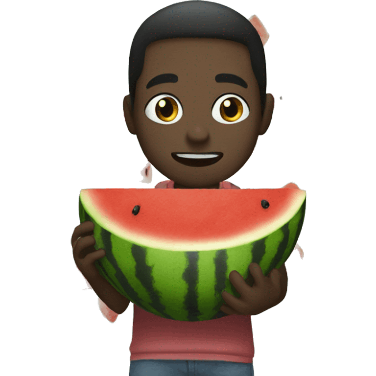 dark skiman eating watermelonned  emoji