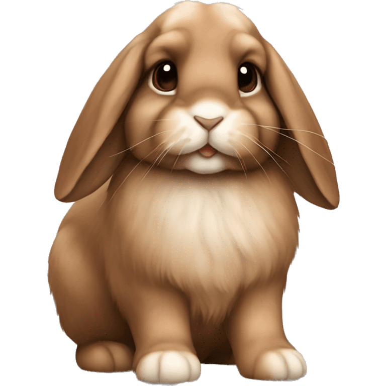 Fully brown furred Holland lop rabbit  emoji