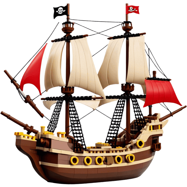 Pirate Ship (Toy) - Lego Pirate Ship (Model Year: 2021) (Iconic colour: Brown with red sails) emoji