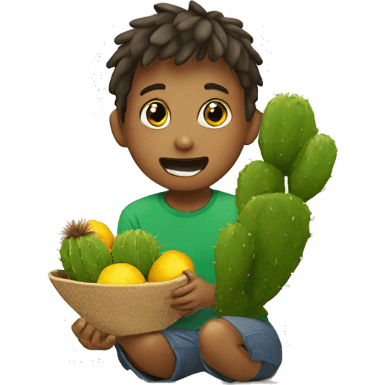 Kid eating cactus fruit emoji