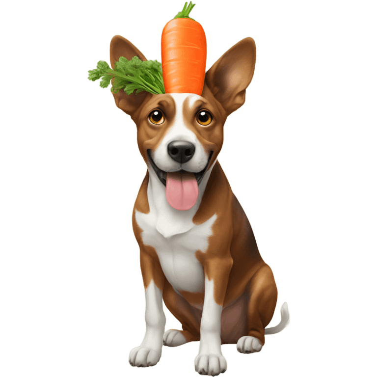 Dog With Carrot on his head emoji