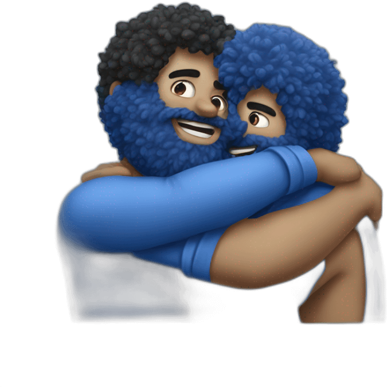 2 BLUE HAIRY GUYS HUGING emoji