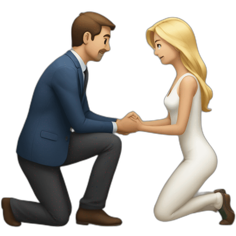 Woman on knees facing man emoji