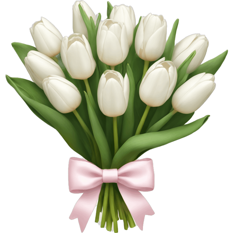 White tulips bouquet with light pink bow  emoji