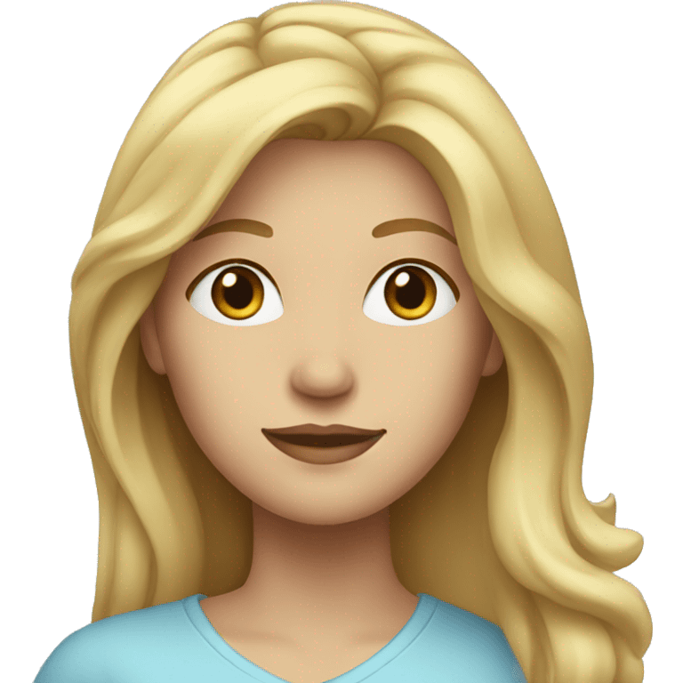 a blonde woman with long hair and a light blue shirt emoji