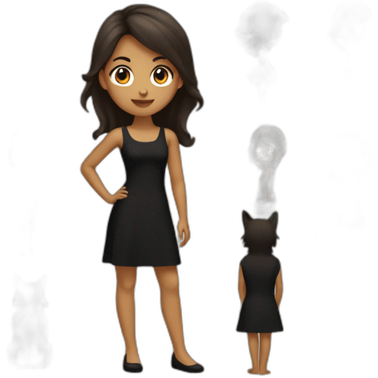 girl with brown wolfcut in black dress emoji