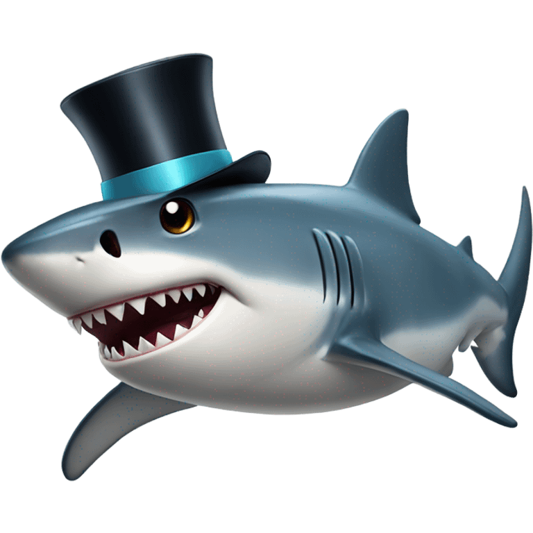 Shark with a top hat emoji