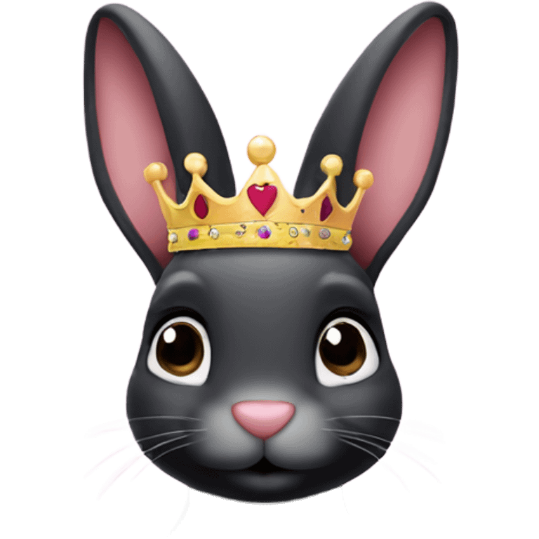 Black bunny with heart nose and a tiara emoji