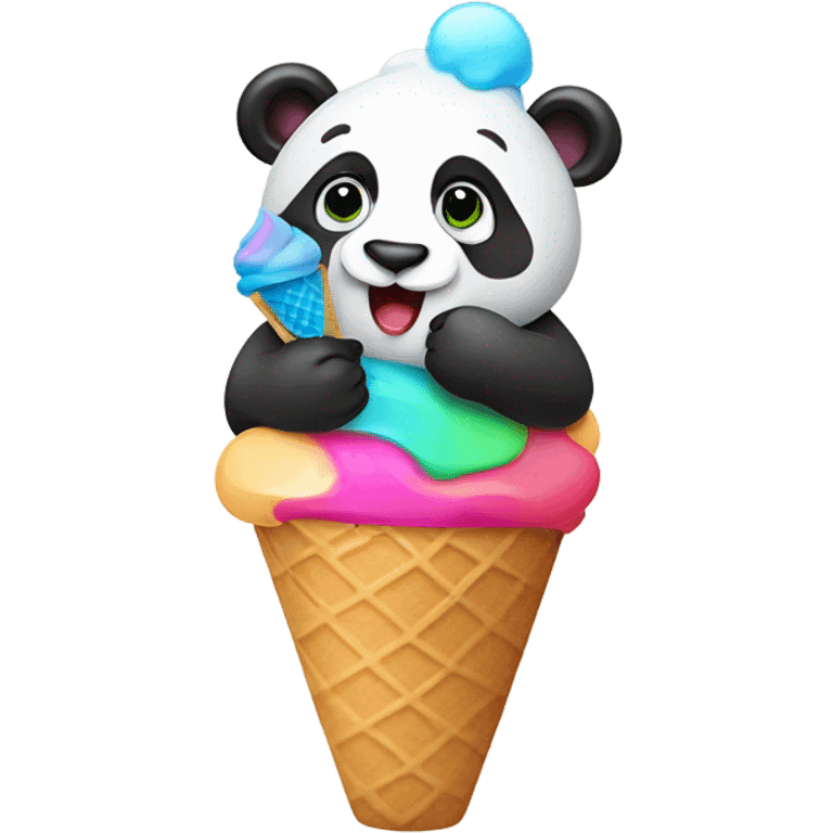 Panda eating ice cream emoji