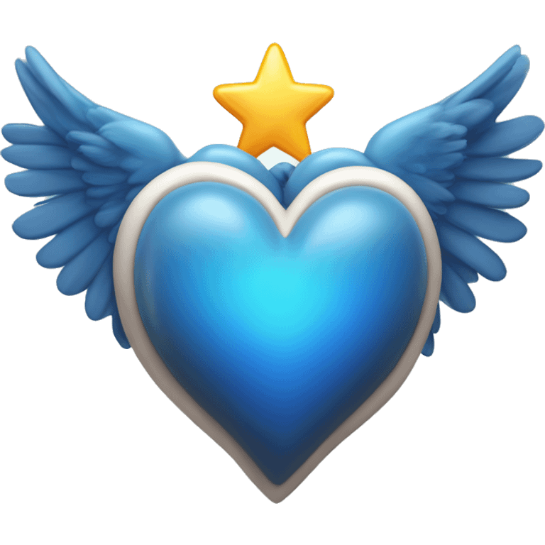 corazón azul con alas y una estrella fugaz emoji