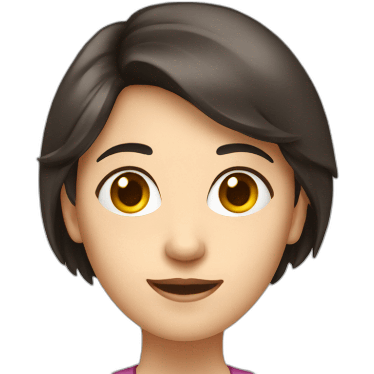 female researcher with dark hair and a hearing aid emoji