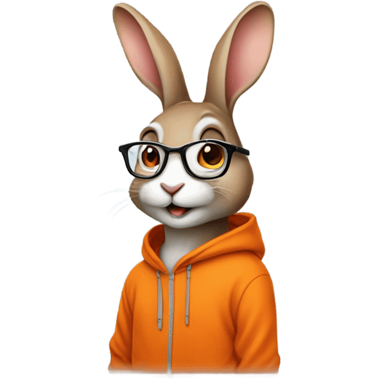  it specialist rabbit with glasses orang hoodie emoji