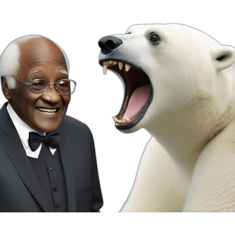 Desmond Tutu being racist to a polar bear emoji