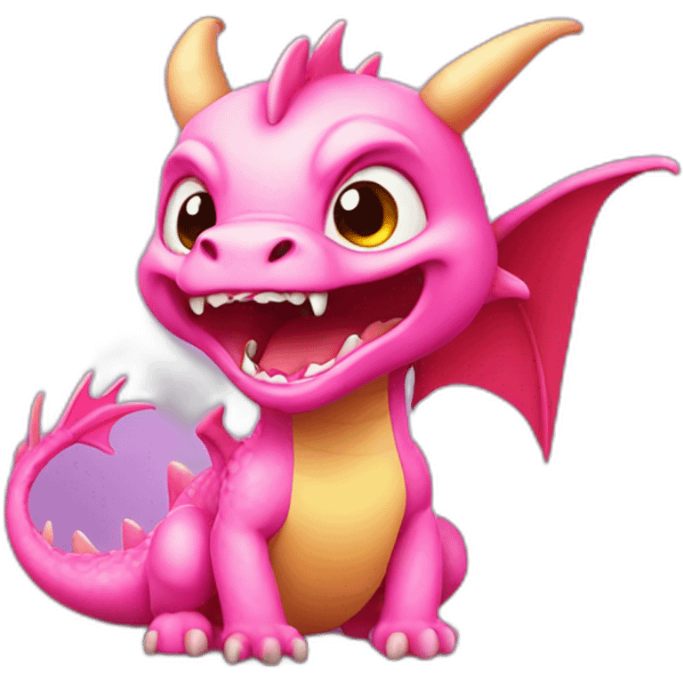 Cute pink little dragon, getting angry emoji