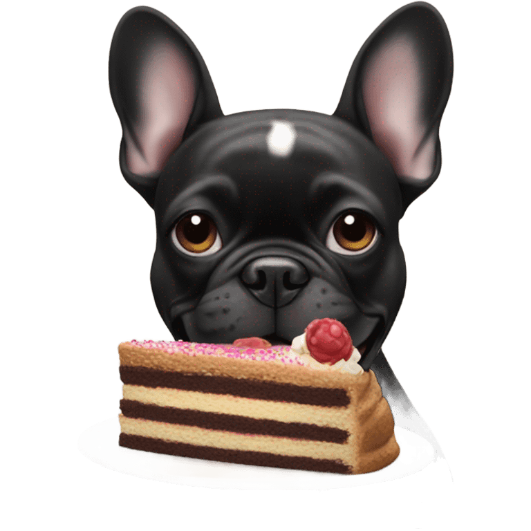 frenchie bulldog black eating birthday cake  emoji