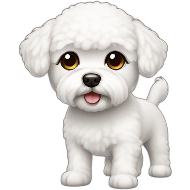 Small bichon frise dog with dark brown eyes emoji