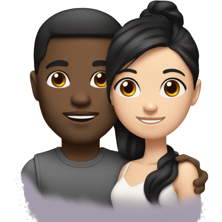 Black man with his girlfriend she is white with black hair  emoji