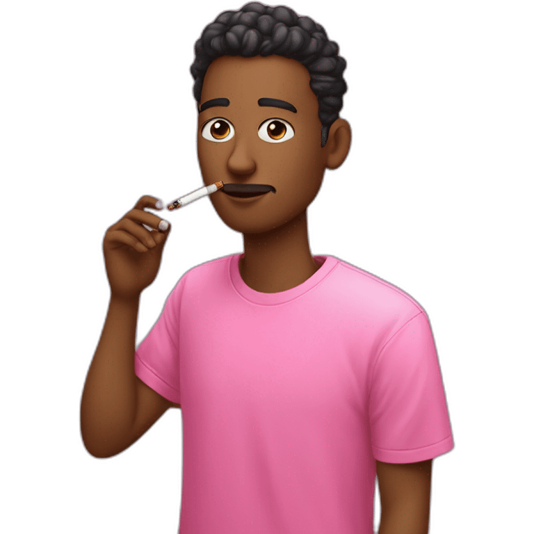 A withe young man with a pink T-shirt yet a cigarette an electronic cigarette from which smoke comes out emoji