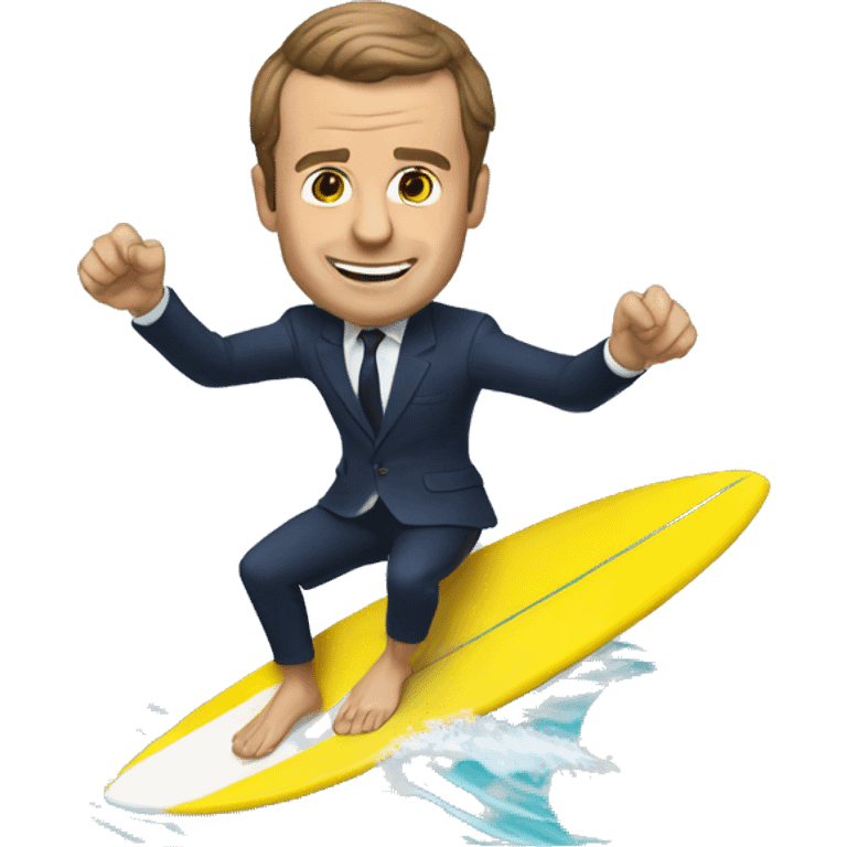 Macron faisant du surf emoji