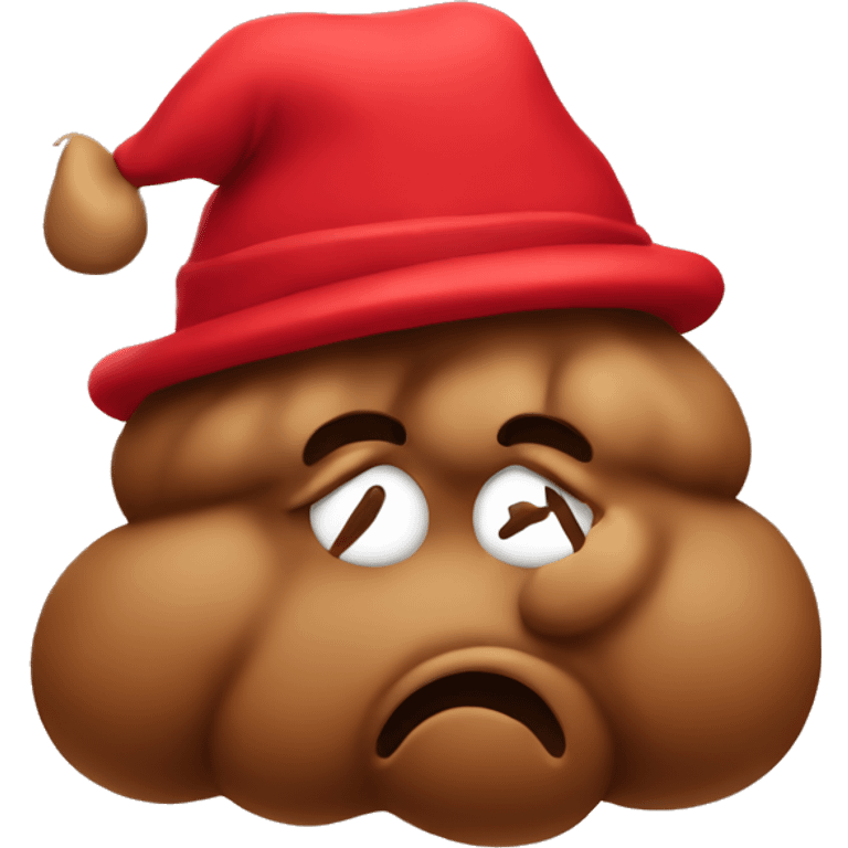 poop wearing red hat emoji