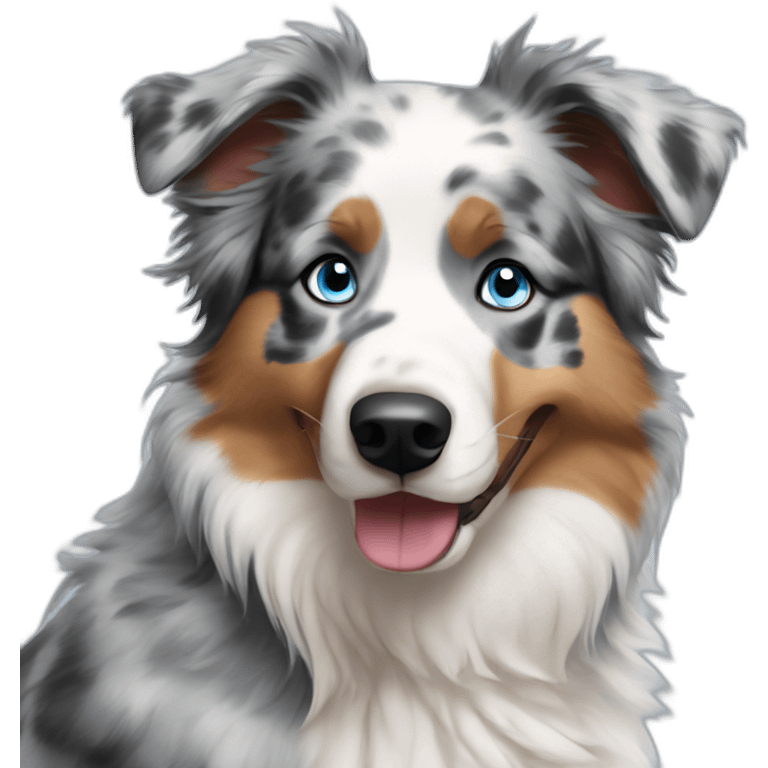 Blue Merle Australian Shepherd with Blue Eyes emoji