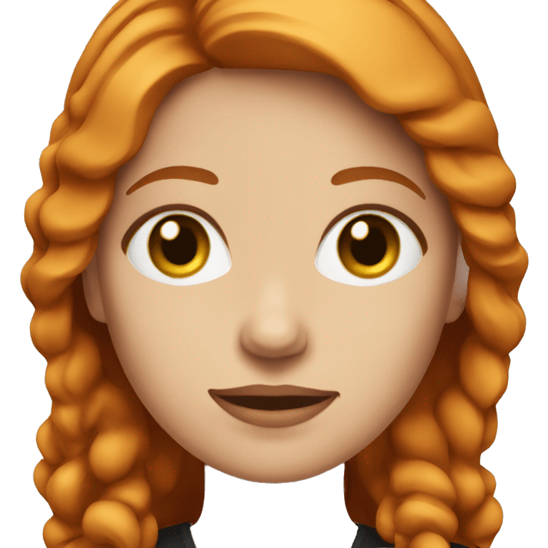 female professional with ginger hair, blue eyes and black outfit  emoji