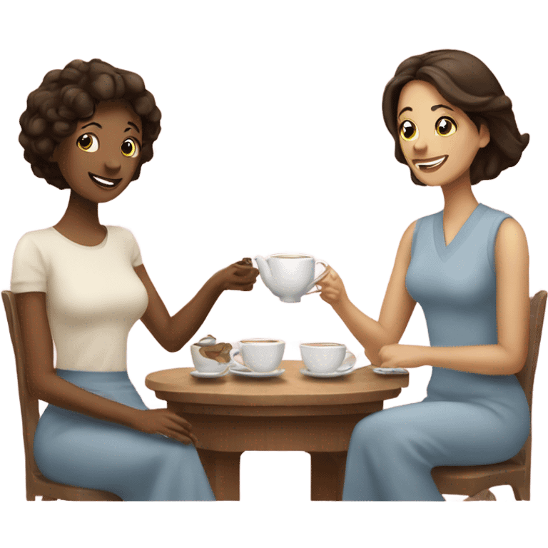 Woman with couple od tea emoji