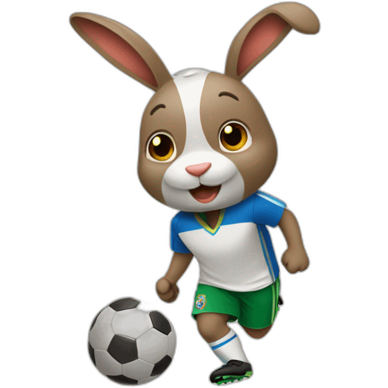 Conejo pequeño jugando futbol emoji