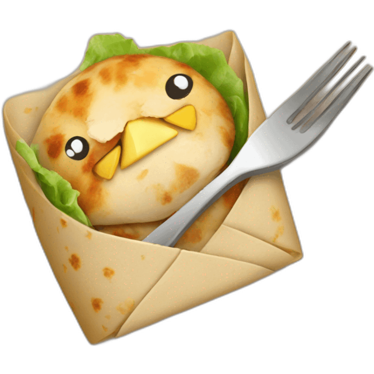 chicken-wrap-fork emoji