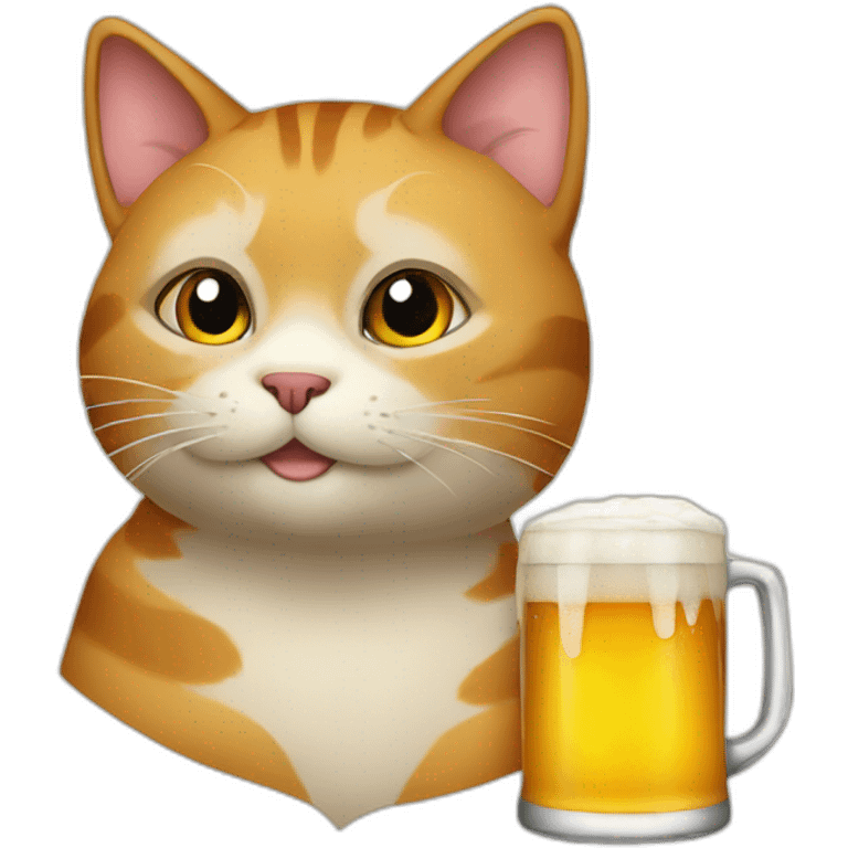 A cat who drinks a beer emoji