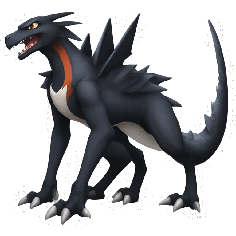 Black Cool Edgy Nargacuga-Garchomp-Houndoom-Sergal Fakémon with Edgy markings,  full body emoji