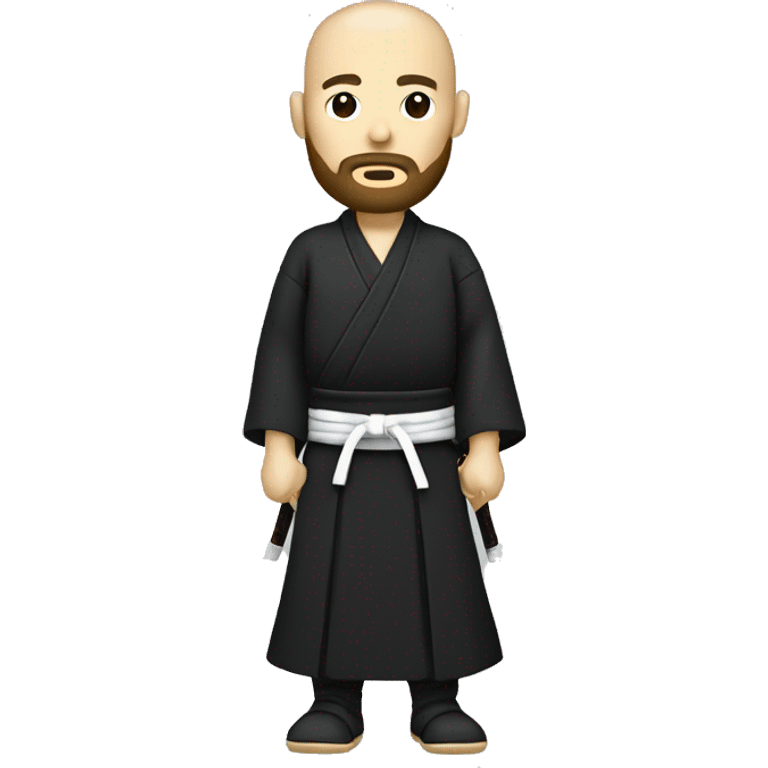 Samurai with hakama bold, beard, white person,  emoji