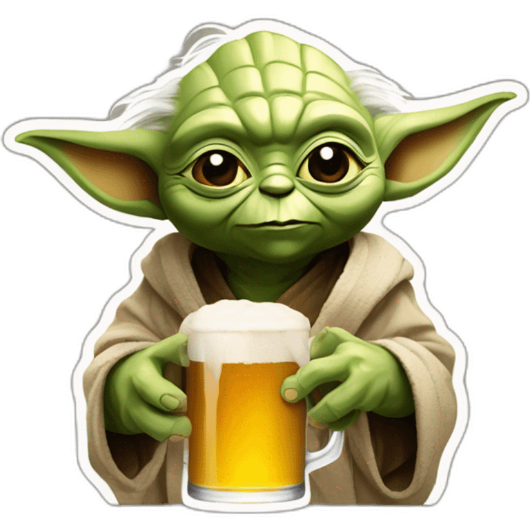 Yoda avec une bière et un verre de coca emoji