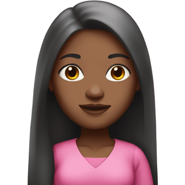 Light skin black girl with pink outfit and long straight hair emoji