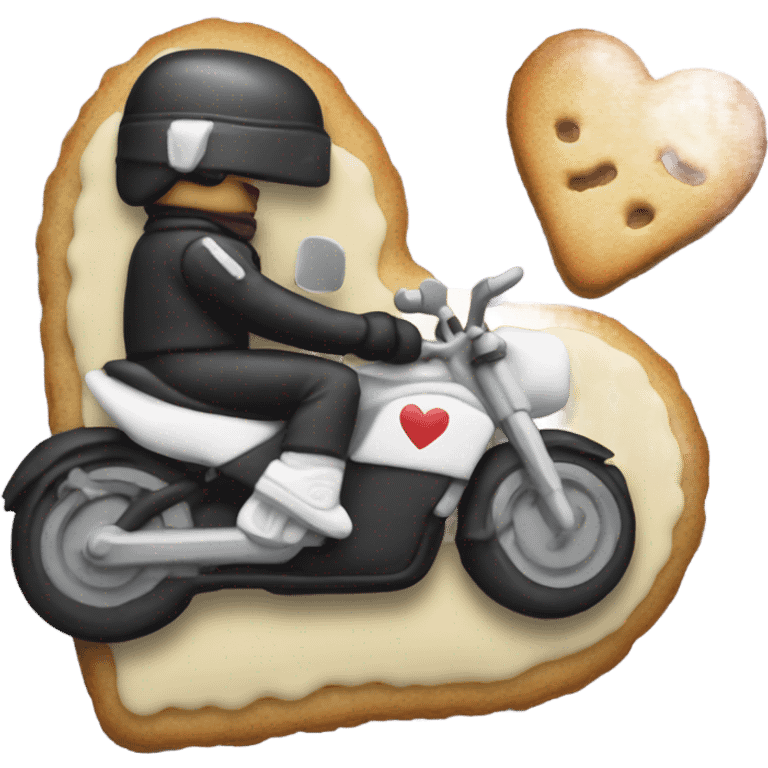 cookie heart with black motorbike  emoji