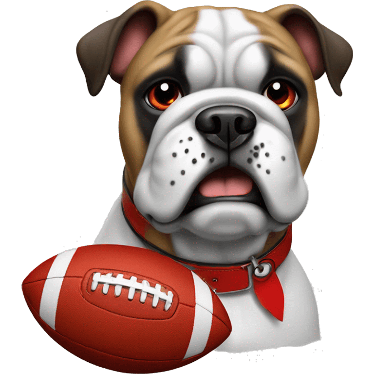 white UGA Georgia bulldog with a football and a red collar  emoji