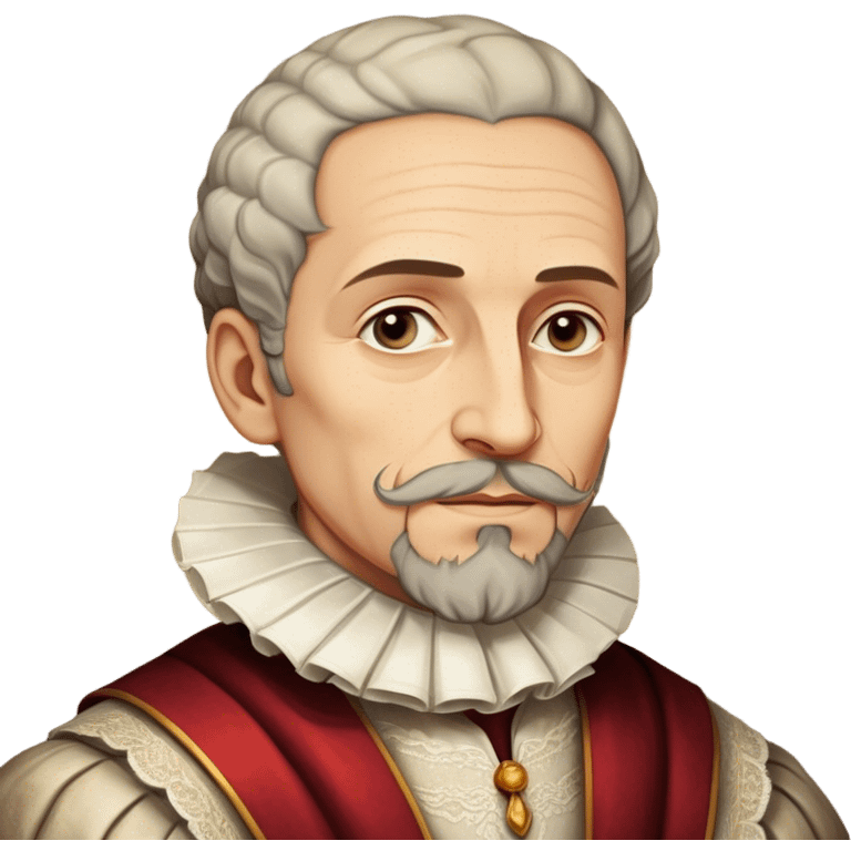 Cinematic Realistic Miguel de Cervantes Portrait Emoji, depicted as a wise thoughtful literary figure in period attire with a reflective gaze, rendered with detailed textures and soft historical lighting that captures his enduring literary legacy. emoji