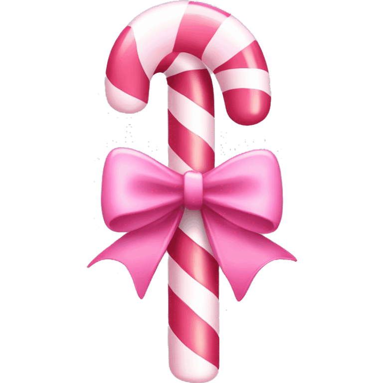 A light pink candy cane, with pink bow on it emoji