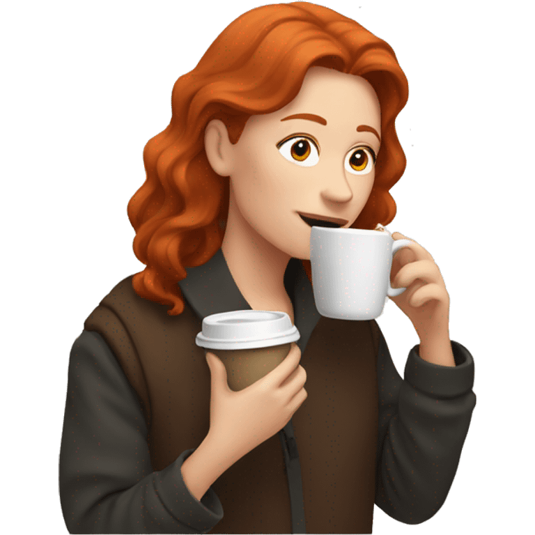 Redhead sipping coffee emoji